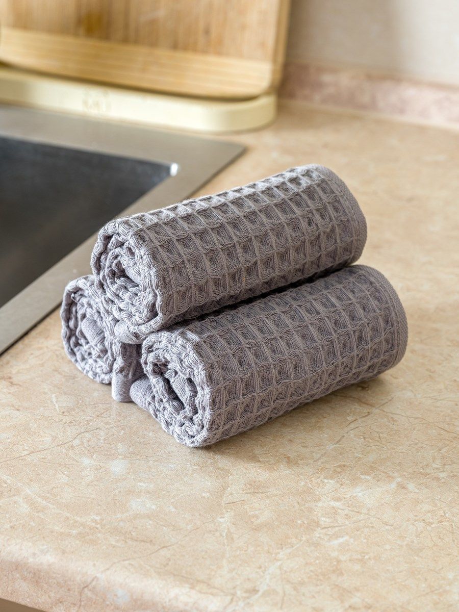 снимок Набор вафельных полотенец 3 шт (30*60) светло-серые от магазина BIO-TEXTILES ОПТ