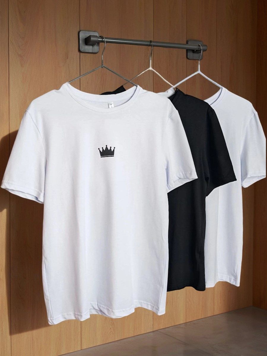снимок Набор футболок (3 шт.) белая, черная и белая с логотипом корона от магазина BIO-TEXTILES ОПТ