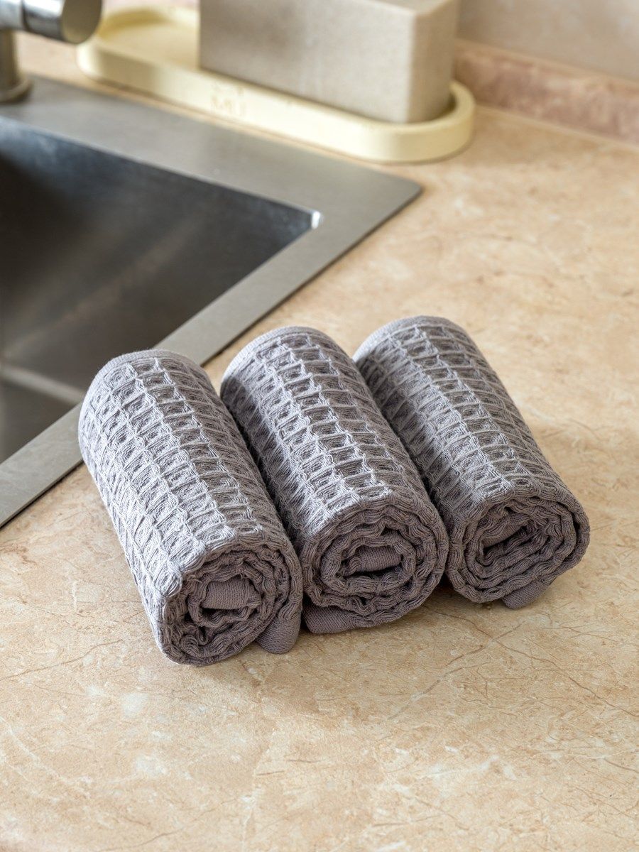 снимок Набор вафельных полотенец 3 шт (30*60) светло-серые от магазина BIO-TEXTILES ОПТ