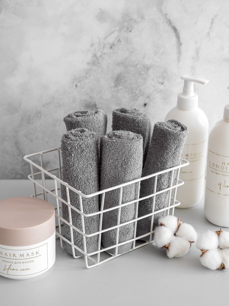 снимок Набор махровых салфеток 5 шт ( 30*30 ) темно-серый, с петелькой от магазина BIO-TEXTILES ОПТ