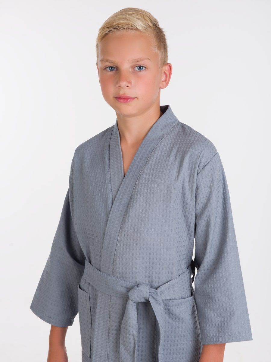 снимок Халат вафельный детский серый от магазина BIO-TEXTILES ОПТ