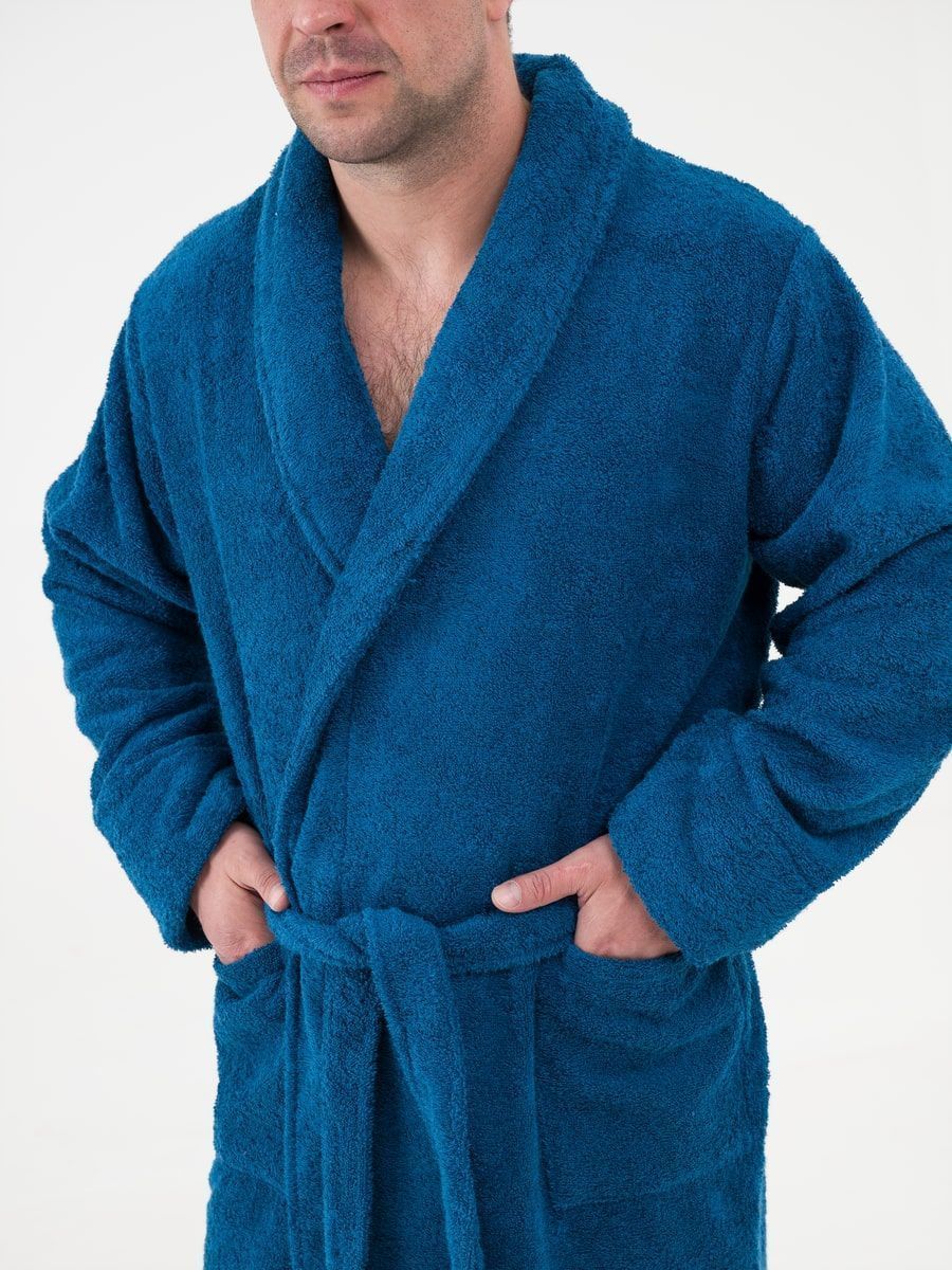 снимок Халат махровый мужской синий от магазина BIO-TEXTILES ОПТ