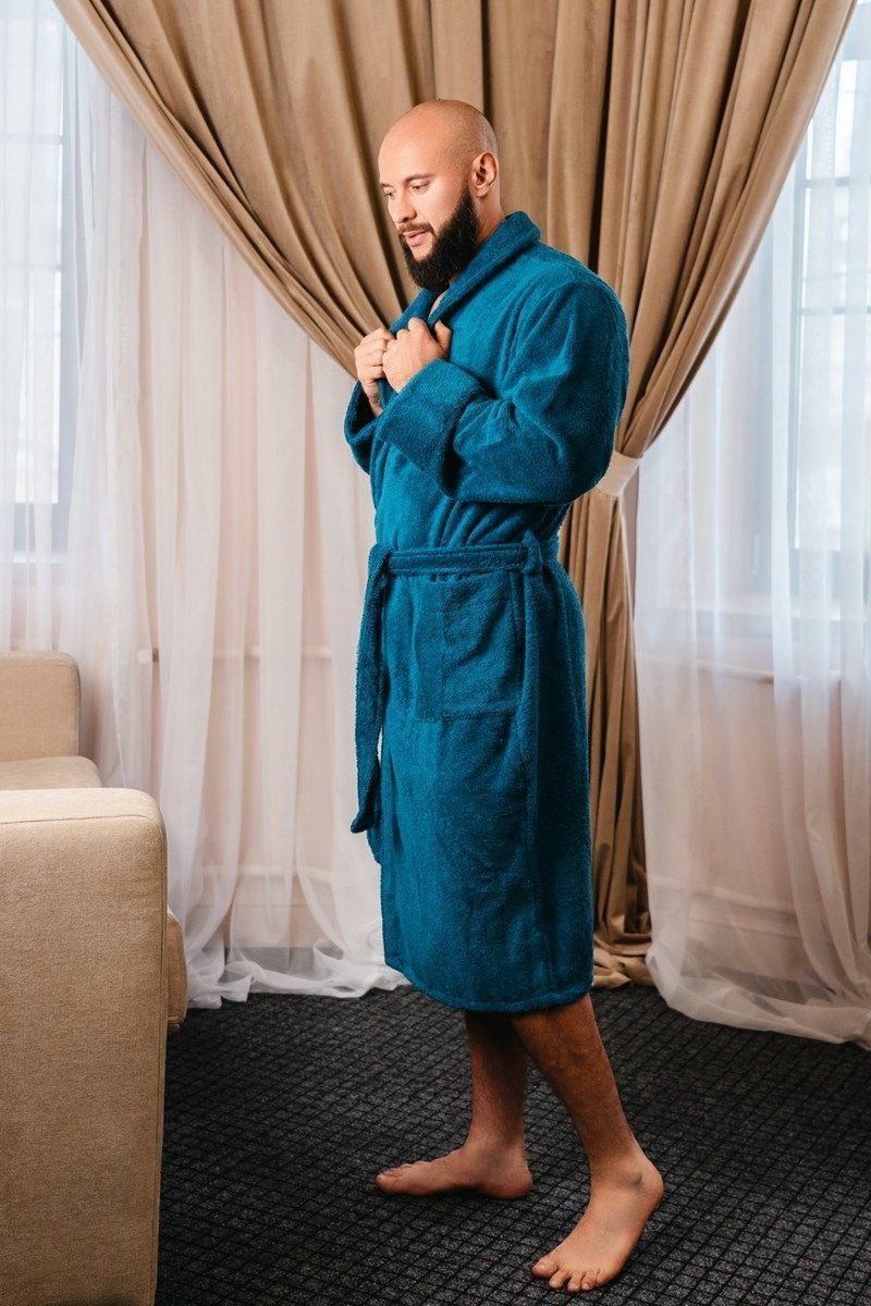 снимок Халат махровый мужской синий от магазина BIO-TEXTILES ОПТ