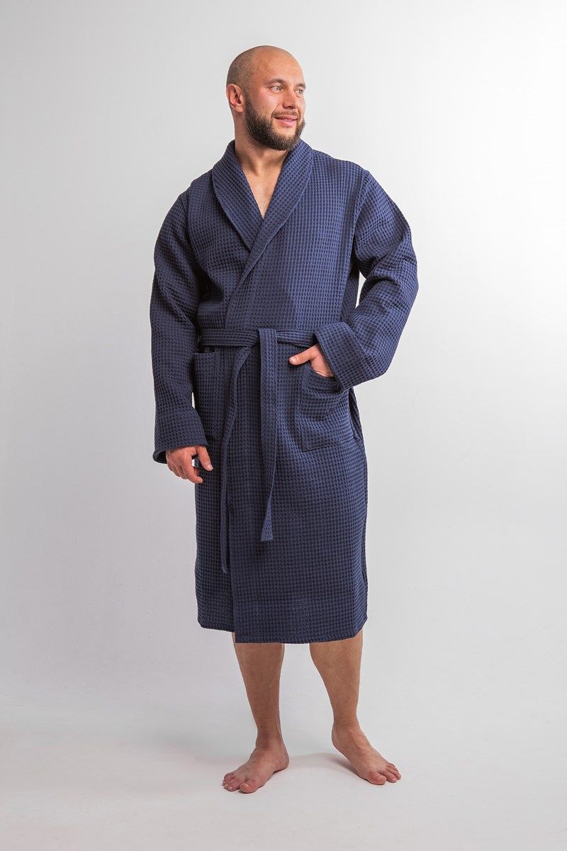 снимок Халат вафельный PandaHug Оrlando синий от магазина BIO-TEXTILES ОПТ