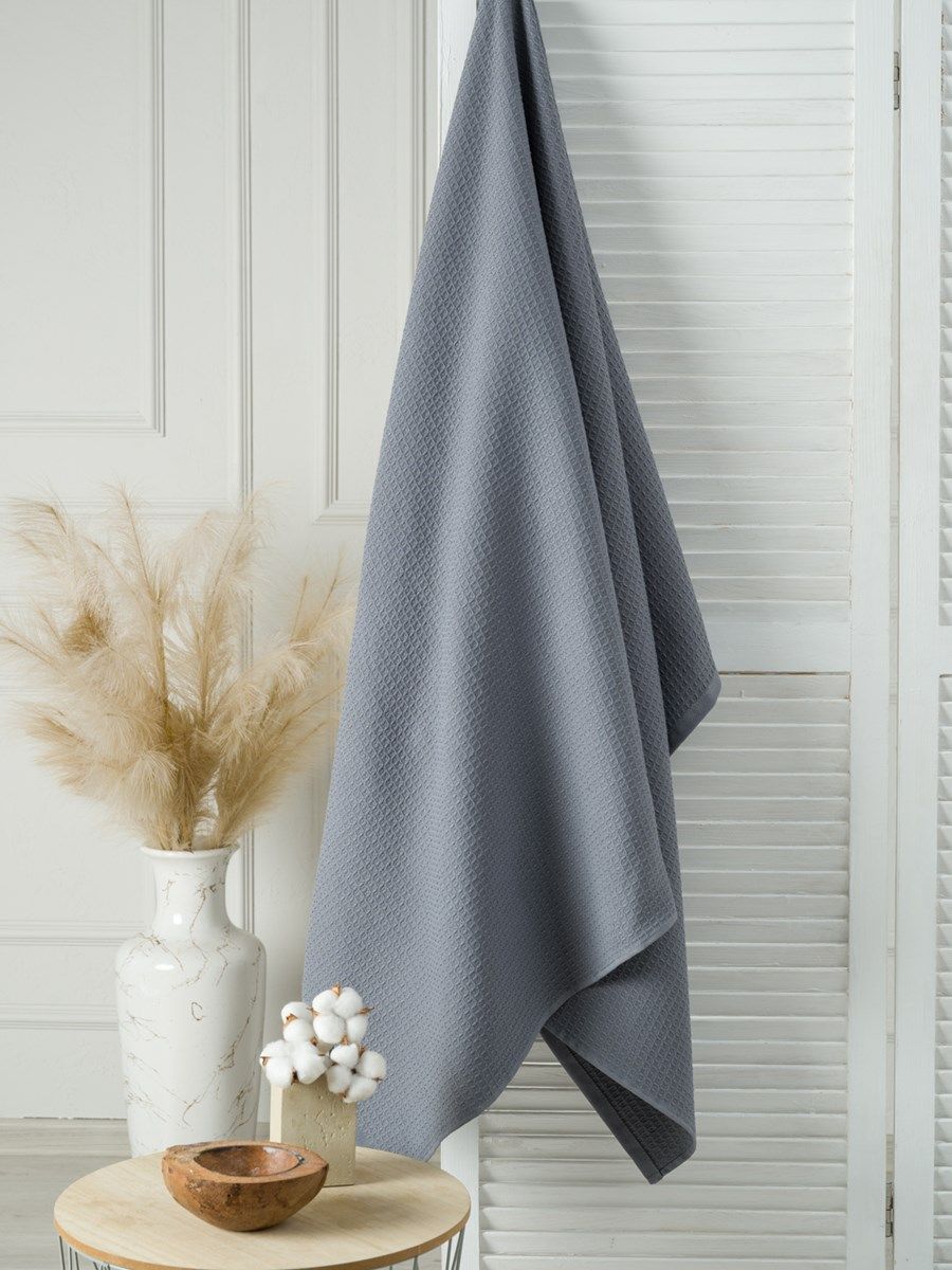 снимок Полотенце вафельное серое 100х150 от магазина BIO-TEXTILES ОПТ
